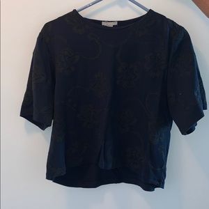 H&M - Blue short sleeve with Black Beaded patterns